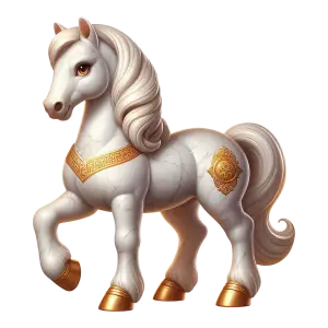 White Marble Horse Figurine with Gold Accents
