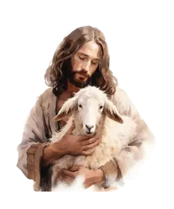 Gentle Man Holding a Lamb in Embrace
