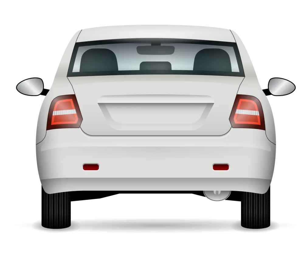 White Sedan Car Rear View Illustration