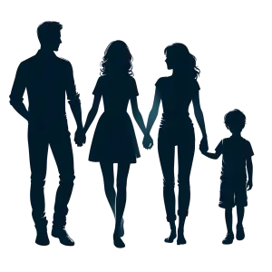 Silhouettes of Family Holding Hands