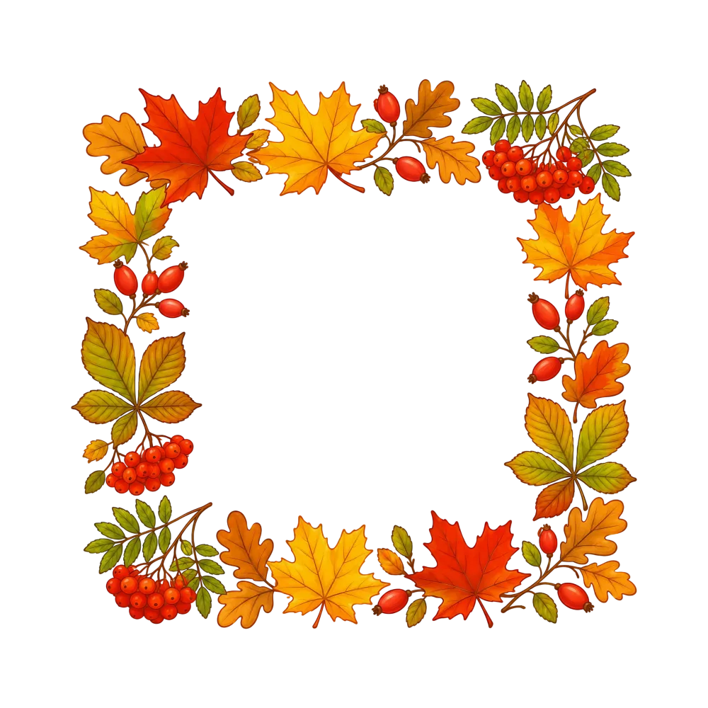 Autumn Leaf and Berry Square Frame