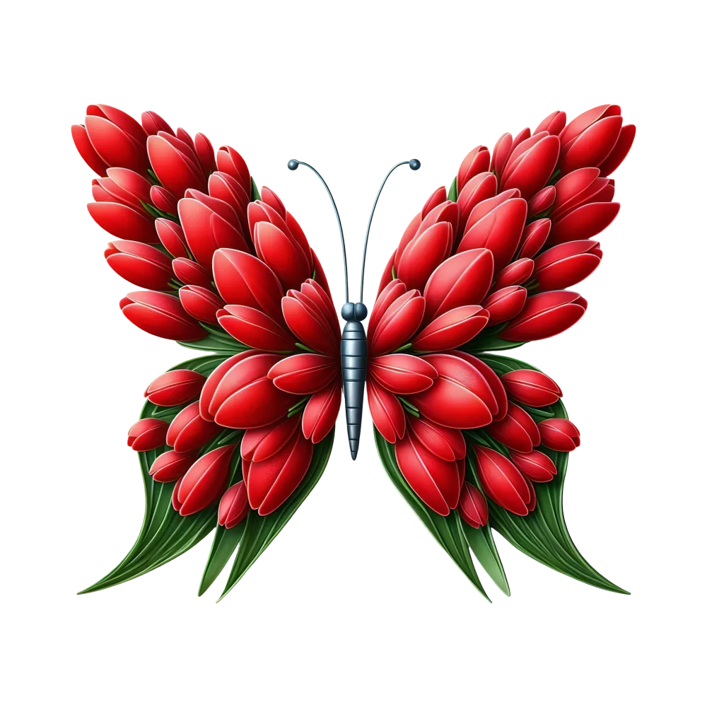 Red Flower Butterfly Illustration