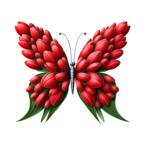 Red Flower Butterfly Illustration