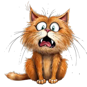 Surprised Cartoon Orange Cat with Wide Eyes