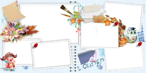 Back to School Themed Photo Frame Collage with Autumn Elements