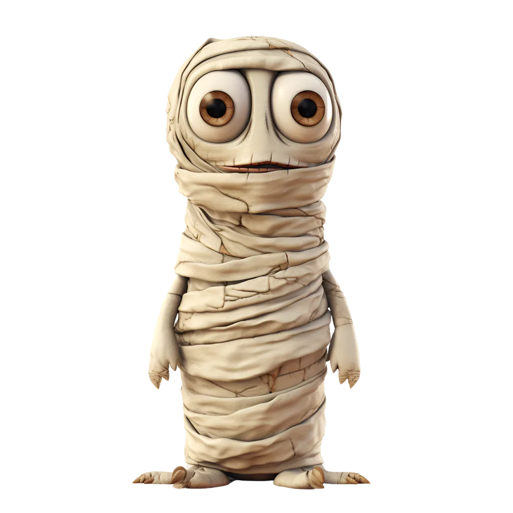 Cute Cartoon Mummy Character with Big Eyes