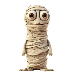 Cute Cartoon Mummy Character with Big Eyes