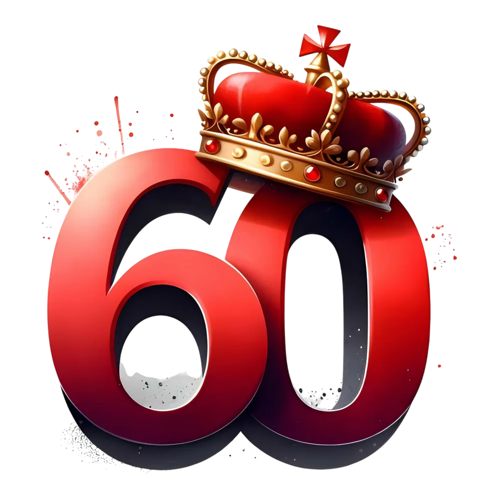 Red Number 60 with Royal Crown