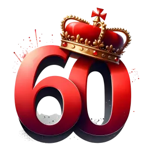 Red Number 60 with Royal Crown
