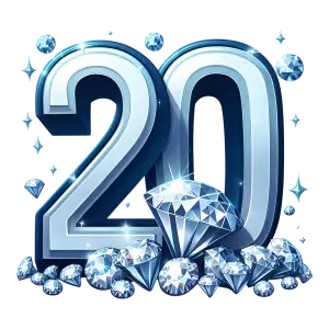 Sparkling Number 20 with Diamonds