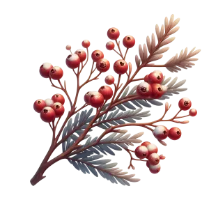 Winter Branch with Red Berries and Snow