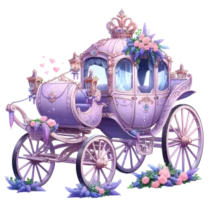 Vintage Purple Princess Carriage with Floral Decor