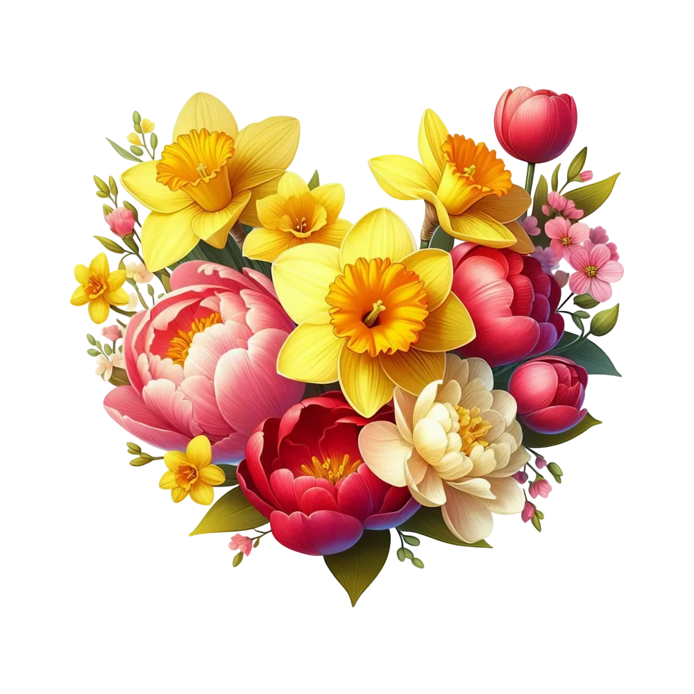 Bright Floral Bouquet with Daffodils and Peonies