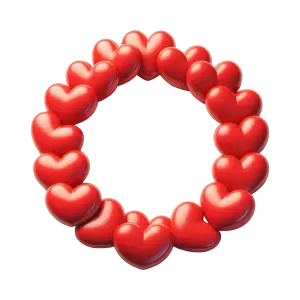 Circle Frame of Shiny Red Hearts