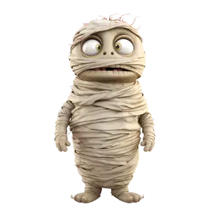 Cartoon Character Mummy Wrapped in Bandages