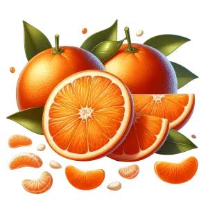 Realistic Orange Fruit with Segments and Seeds