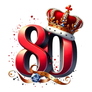 Red 80 Number with Crown and Measuring Tape Decoration