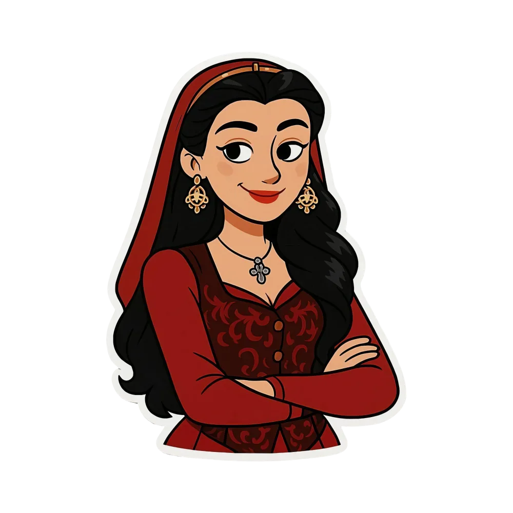 Confident Medieval Woman Character Illustration