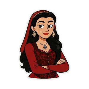 Confident Medieval Woman Character Illustration