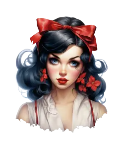 Portrait of a Woman with Blue Hair and Red Bow