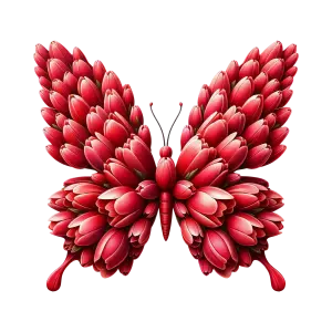 Red Butterfly Made of Flower Petals