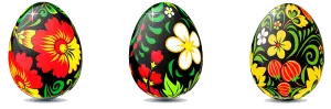 Colorful Floral Pattern Easter Eggs on Black Background