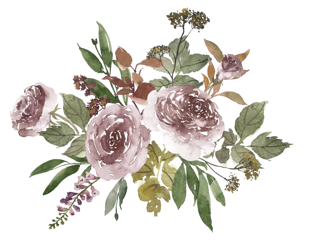 Watercolor Bouquet with Blush Roses and Greenery