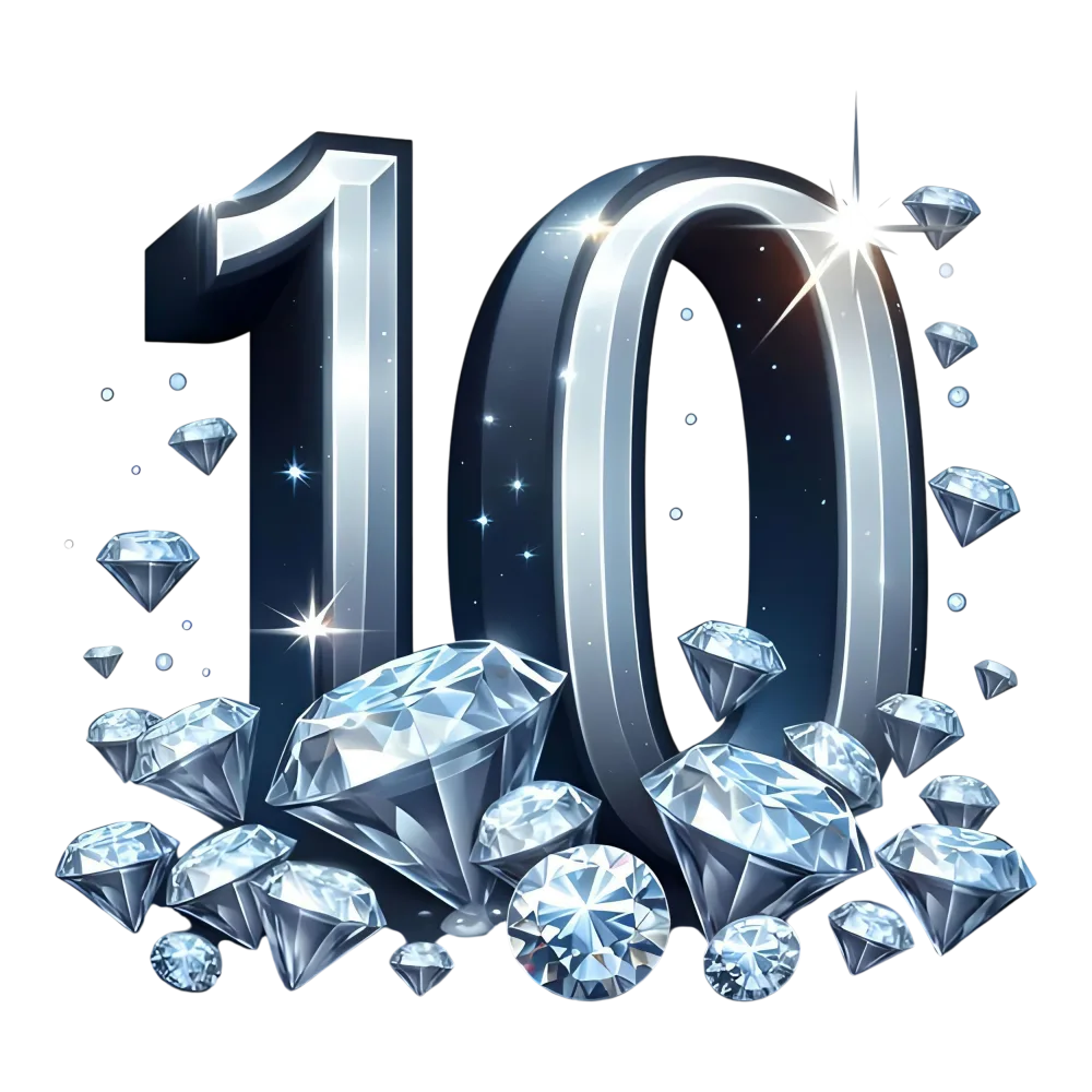 Shiny Number 10 with Scattered Diamonds