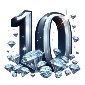 Shiny Number 10 with Scattered Diamonds