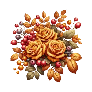 Autumn Bouquet with Orange Roses and Berries