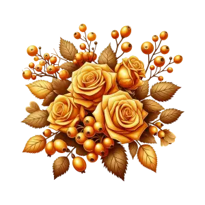 Golden Yellow Roses and Berries Floral Arrangement
