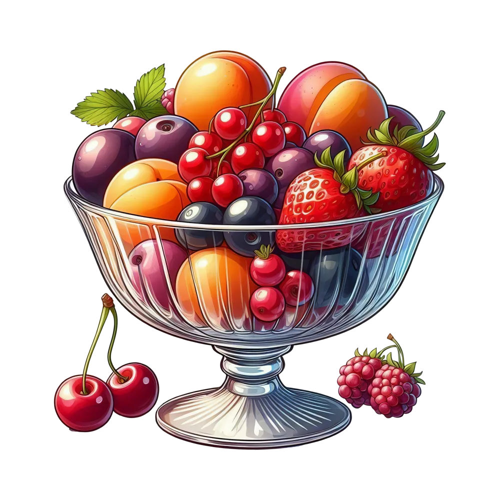 Assorted Fresh Fruits in Glass Bowl