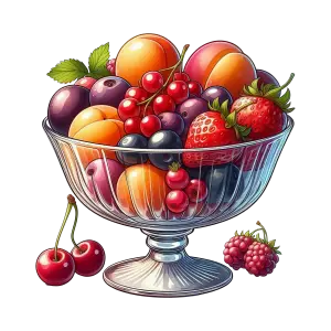 Assorted Fresh Fruits in Glass Bowl
