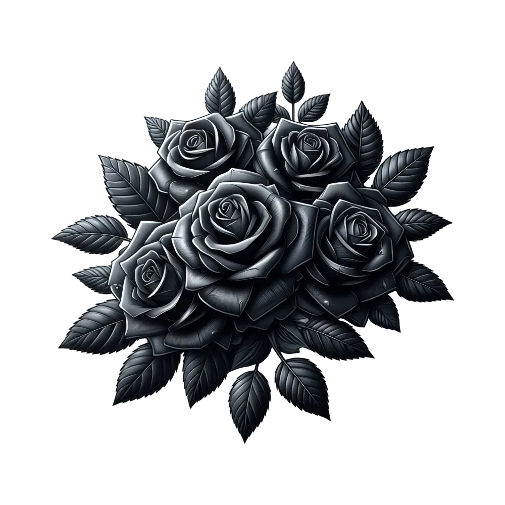 Black Roses Bouquet with Dark Leaves
