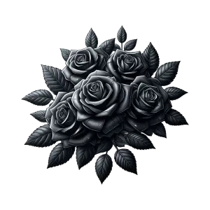 Black Roses Bouquet with Dark Leaves