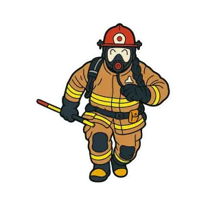 Running Firefighter in Protective Gear PNG