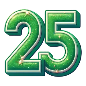 Green Glitter 3D Number 25