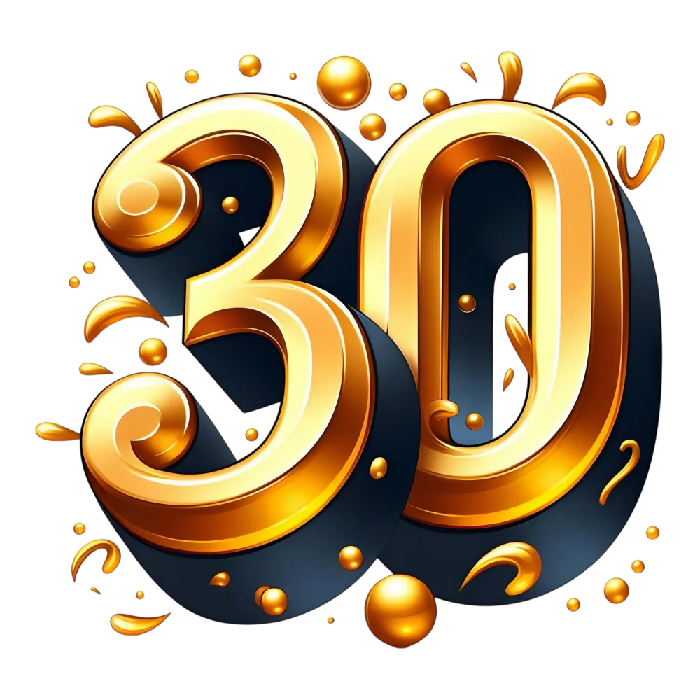 Golden 30th Anniversary Celebration Number Design