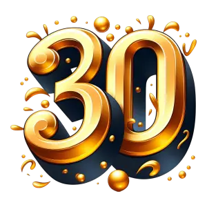 Golden 30th Anniversary Celebration Number Design