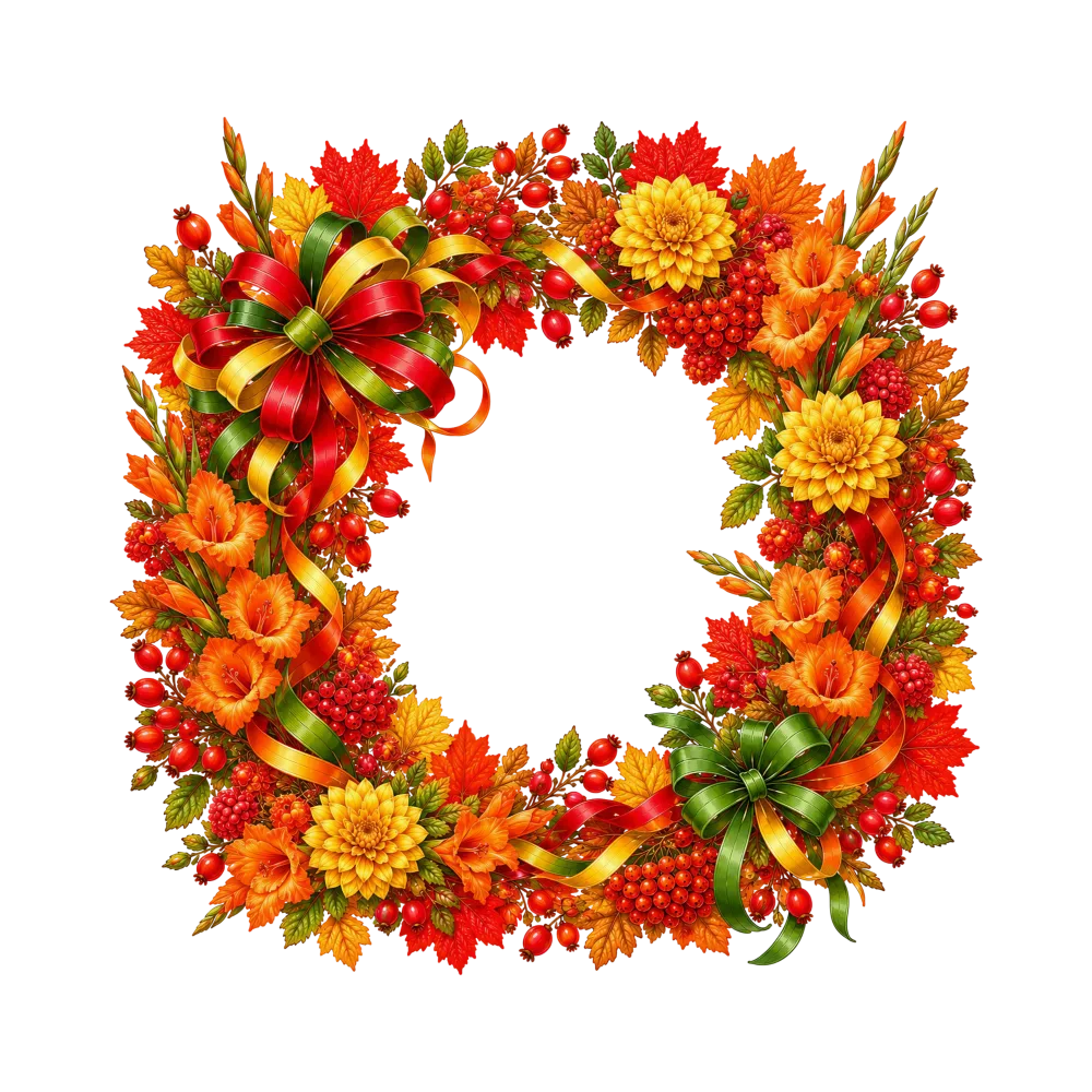 Autumn Floral Wreath with Ribbons