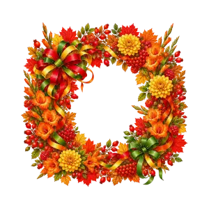 Autumn Floral Wreath with Ribbons