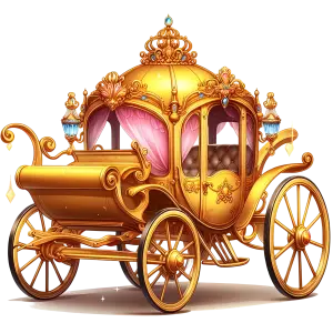 Golden Royal Luxury Carriage with Pink Curtains