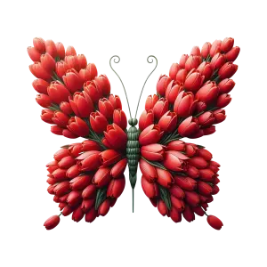Butterfly Shaped from Red Tulip Flowers
