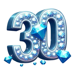 Diamond Studded Number 30 Illustration