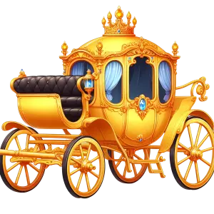 Golden Royal Carriage with Crown and Blue Gems