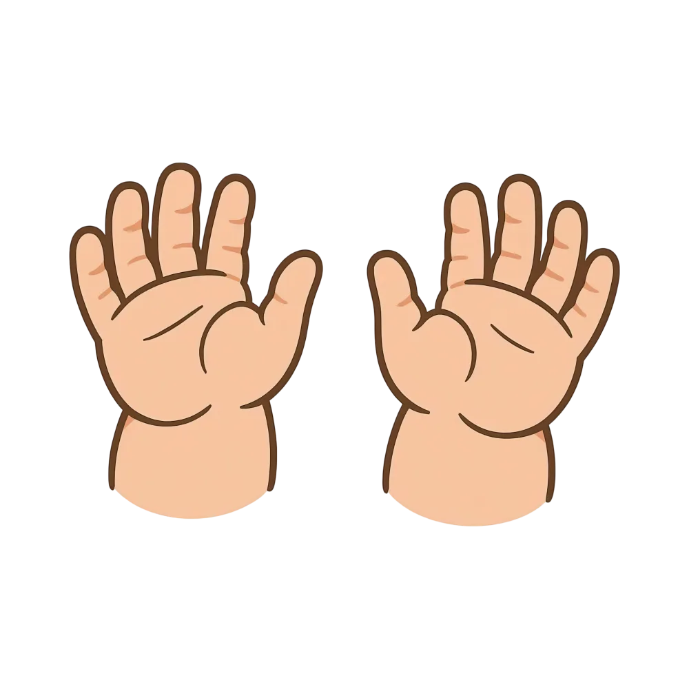 Cartoon Illustration of Raised Baby Hands