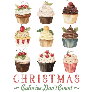 Christmas Themed Festive Cupcakes Illustration