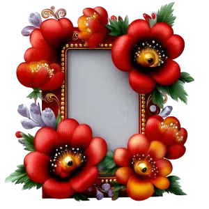 Decorative Square Frame with Red and Orange Flowers