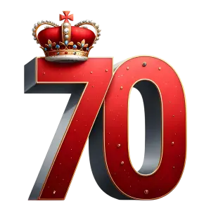 Red Number 70 with Regal Crown