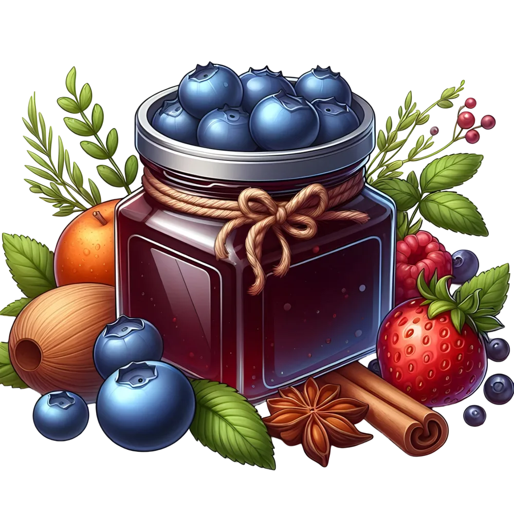 Jar of Blueberry Jam with Mixed Berries and Spices